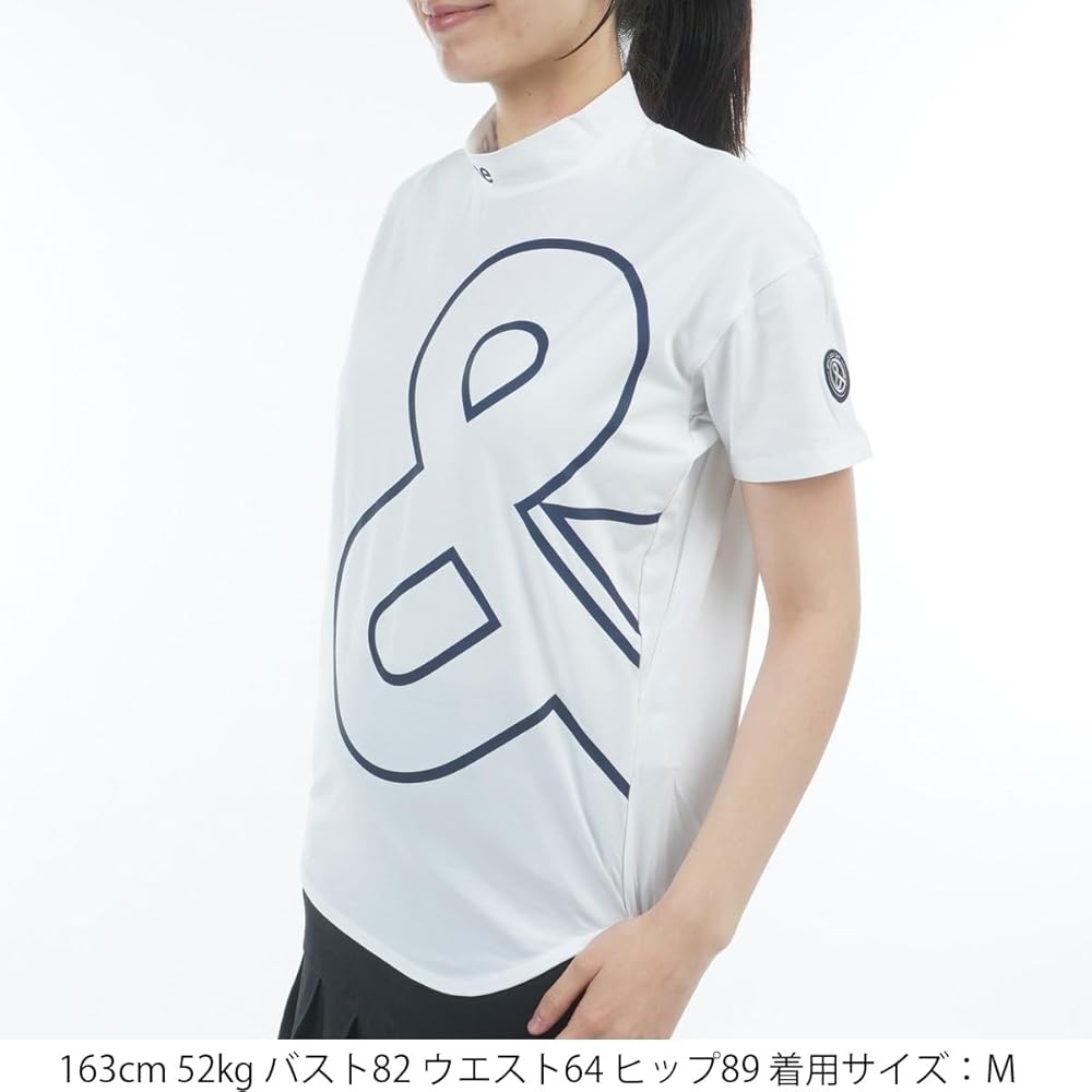 サイズ：LL AND PER SE アンパスィ  ハイネック 半袖Tシャツ 総柄 ホワイト系 [240101487403] ゴルフウェア レディース ストスト サイズ：LL AND PER SE アンパスィ ハイネック 半袖Tシャツ 総柄